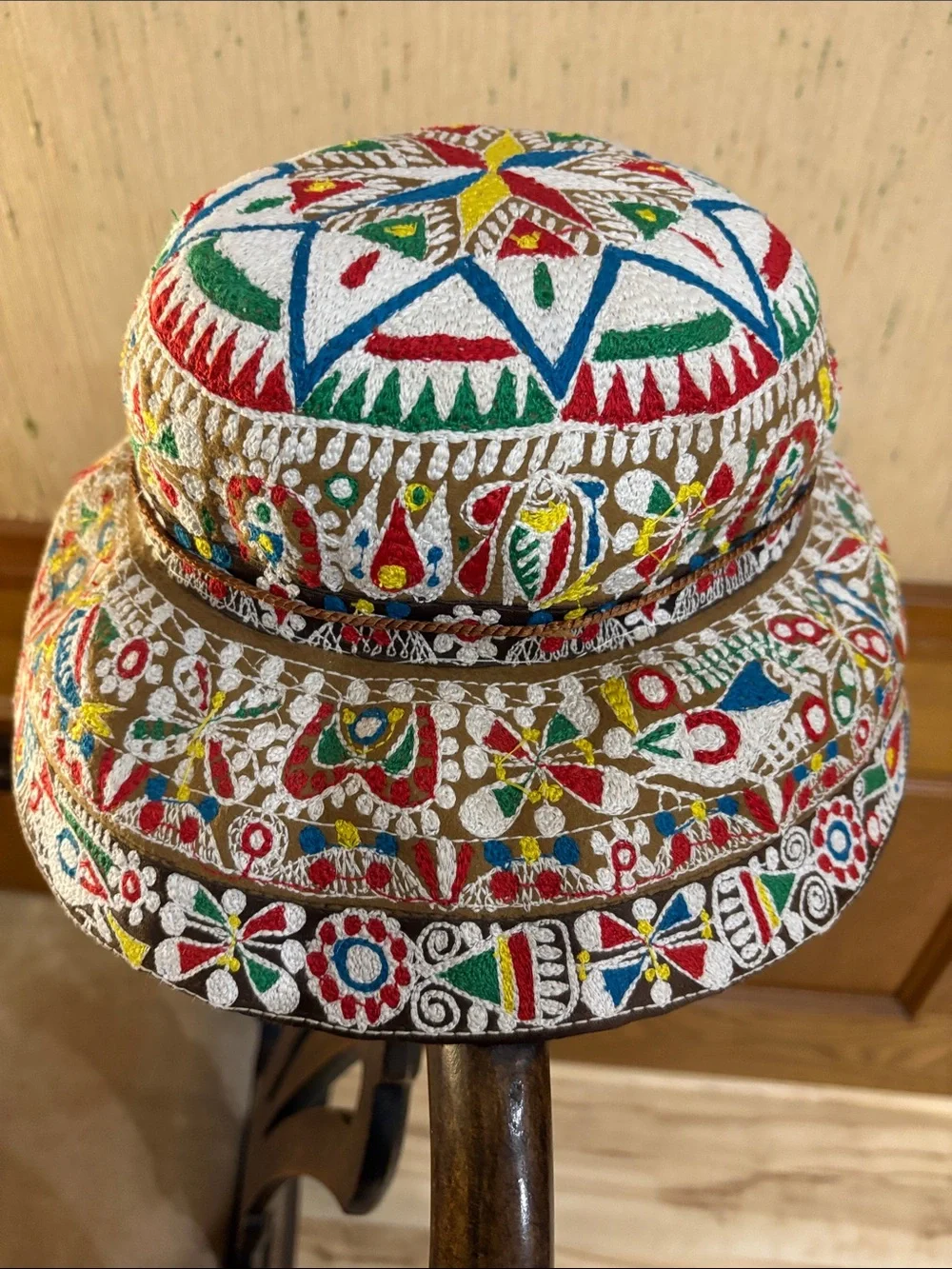 Hand-Embroidered Multicolor Boho Bucket Hat